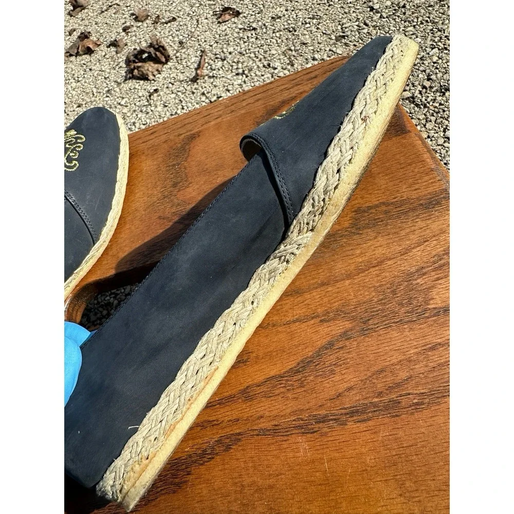 Salvatore Ferragamo Boutique Navy Gold Espadrille Flats Womens 5.5 B‎